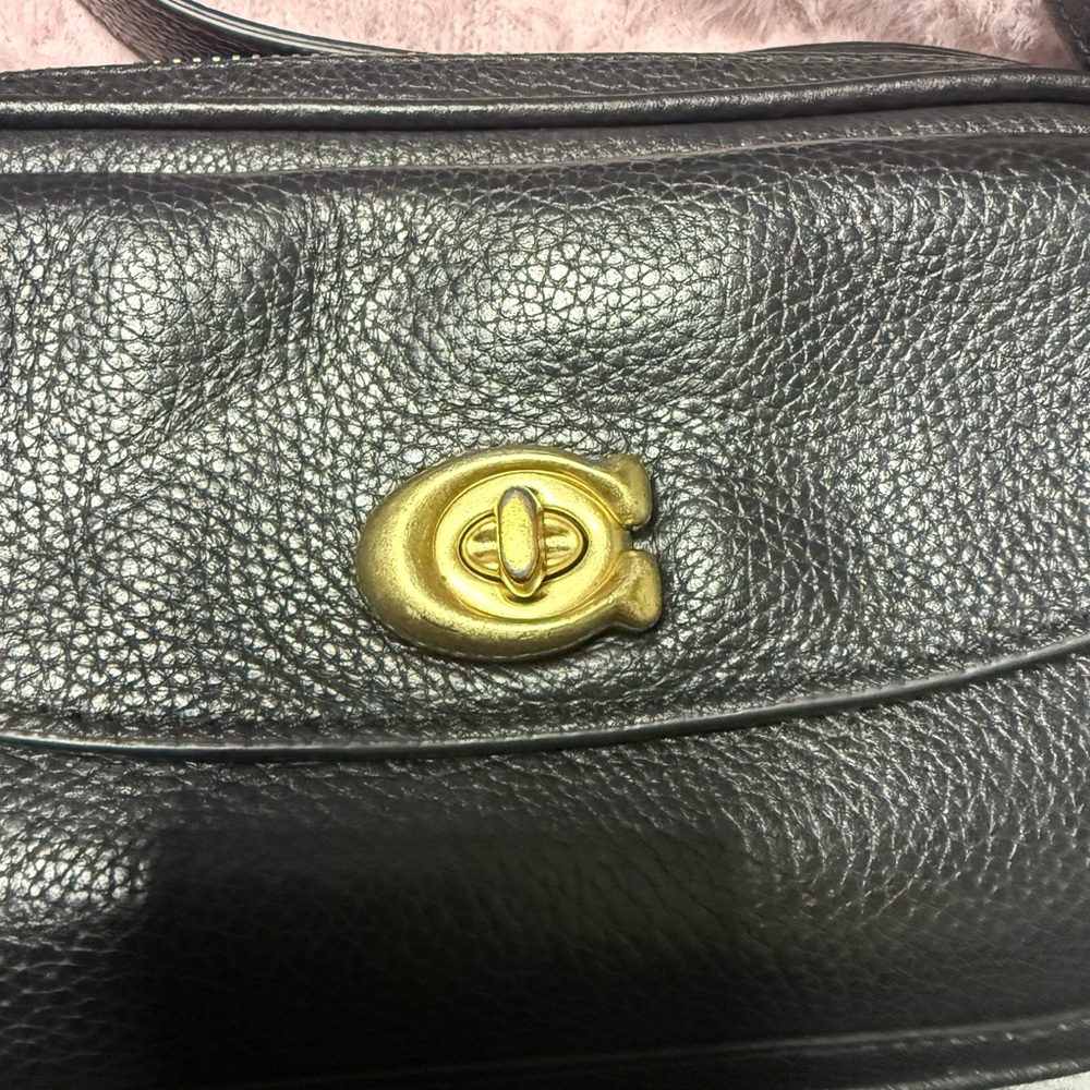 Black Leather Coach Crossbody Bag with Gold Hardware - Picture 5 of 8